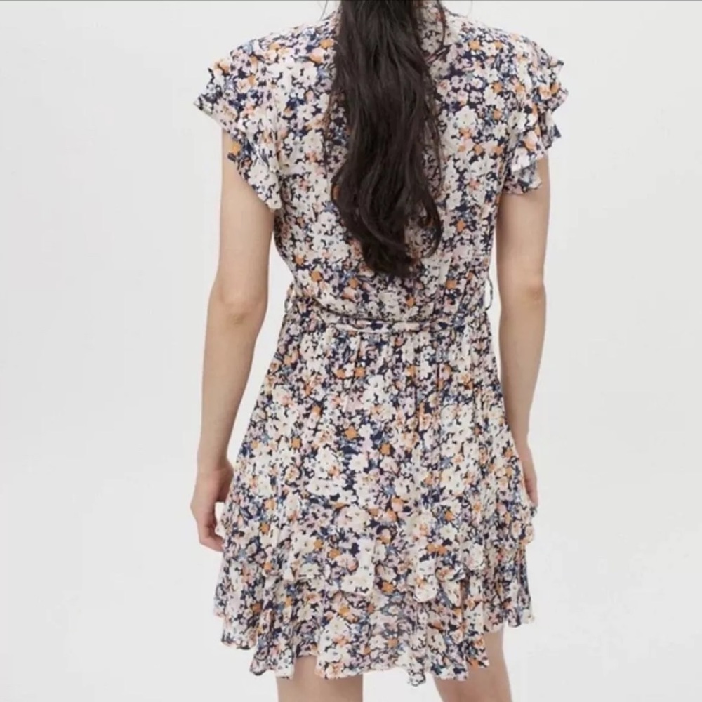 MINK PINK Dress Womens Small Floral Print Good Girl Faux Wrap Flutter Sleeve - Picture 3 of 11